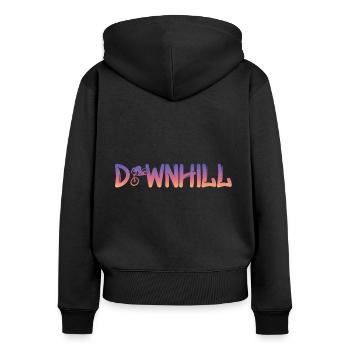 Downhill mit Biker - Frauen Premium Bio Zip Hoodie - Schwarz - Hinten - Julia (174cm)