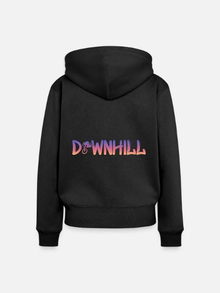Downhill mit Biker - Frauen Premium Bio Zip Hoodie - Schwarz