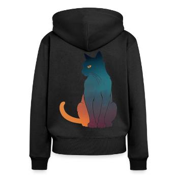 Harmonious cat in color gradient - Women's Premium Organic Zip Hoodie - black - Back - Julia (174cm)