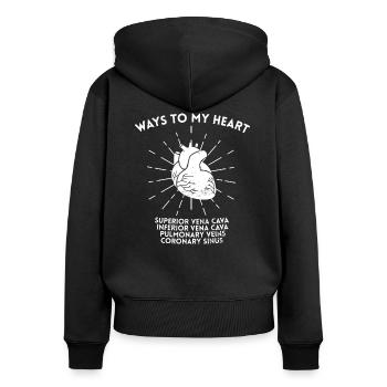 Vintage Wege Herz Ärzte Krankenschwester Geschenk - Frauen Premium Bio Zip Hoodie - Schwarz - Hinten - Julia (174cm)
