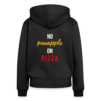 Vintage Retro No Pineapple On Pizza Hawaï Ananas - Sweat à capuche zippé Premium bio Femme - noir - Dos - Julia (174cm)