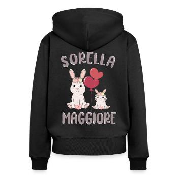 Sorella Maggiore Due Ragazze Coniglietto Bambina - Sweat à capuche zippé Premium bio Femme - noir - Dos - Julia (174cm)