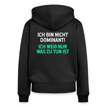 Genie sprüche, lustige sprüche, lustige, humor - Frauen Premium Bio Zip Hoodie - Schwarz - Hinten - Julia (174cm)
