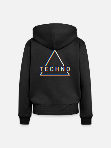 Techno - Frauen Premium Bio Zip Hoodie - Schwarz