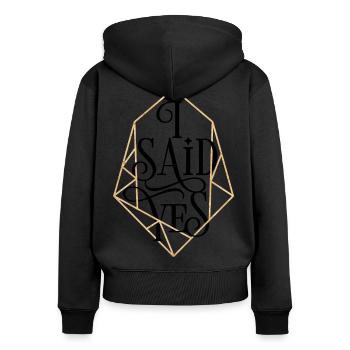 Junggesellinnenabschied I said Yes Bride Diamond - Frauen Premium Bio Zip Hoodie - Schwarz - Hinten - Julia (174cm)