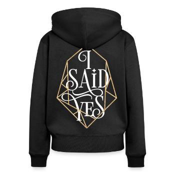Junggesellinnenabschied I said Yes Bride Diamond - Frauen Premium Bio Zip Hoodie - Schwarz - Hinten - Julia (174cm)