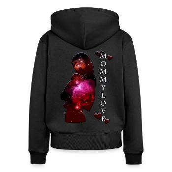 Mutter Kind Illustration Liebe Silhouette - Frauen Premium Bio Zip Hoodie - Schwarz - Hinten - Julia (174cm)