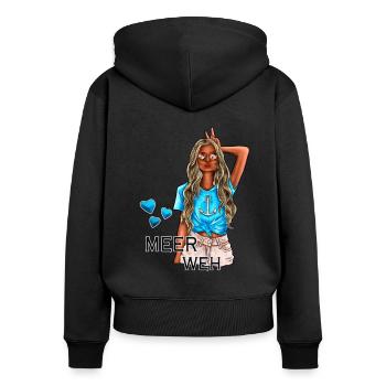 Meerweh Mädchen Illustration - Frauen Premium Bio Zip Hoodie - Schwarz - Hinten - Julia (174cm)