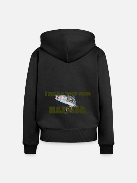 Pflücke mir Forellen - Frauen Premium Bio Zip Hoodie - Schwarz