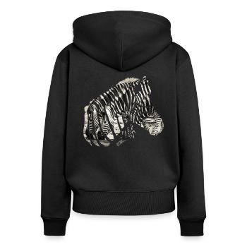 Zebra Herd Wildlife - Women's Premium Organic Zip Hoodie - black - Back - Julia (174cm)