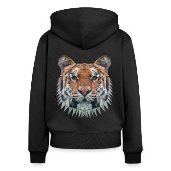 Tigre - Sweat à capuche zippé Premium bio Femme - noir - Dos - Julia (174cm)