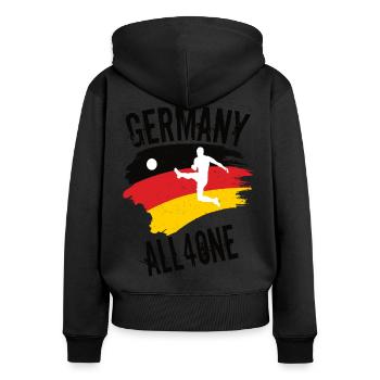 Allemagne Tous les 4 ONE Drapeau - Sweat à capuche zippé Premium bio Femme - noir - Dos - Julia (174cm)