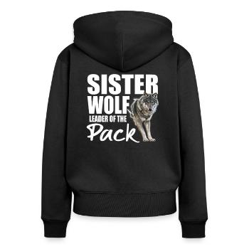 sister wolf - leader of the pack - Women's Premium Organic Zip Hoodie - black - Back - Julia (174cm)
