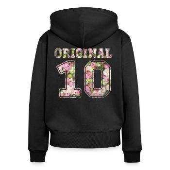 10 d'origine - Sweat à capuche zippé Premium bio Femme - noir - Dos - Julia (174cm)