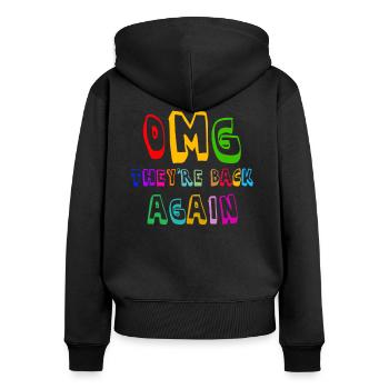 OMG They're Back Again, Backstreet Trough My Heart - Frauen Premium Bio Zip Hoodie - Schwarz - Hinten - Julia (174cm)