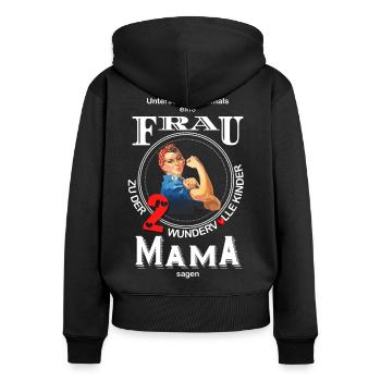 Mama - Frauen Premium Bio Zip Hoodie - Schwarz - Hinten - Julia (174cm)