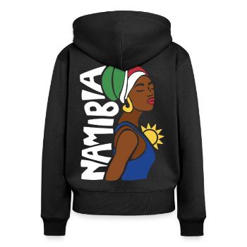 Namibia Namibische Flagge Windhoek Namib Souvenir - Frauen Premium Bio Zip Hoodie - Schwarz - Hinten - Julia (174cm)