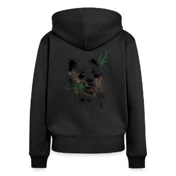 Watercolor Panda Bear - Sweat à capuche zippé Premium bio Femme - noir - Dos - Julia (174cm)