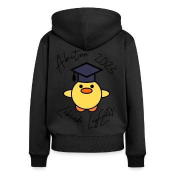 Abitur Abschluss 2023 Lebende LegEnte - Frauen Premium Bio Zip Hoodie - Schwarz - Hinten - Julia (174cm)