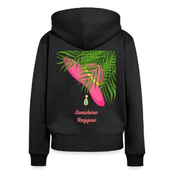 Sunshine Reggae - Sweat à capuche zippé Premium bio Femme - noir - Dos - Julia (174cm)