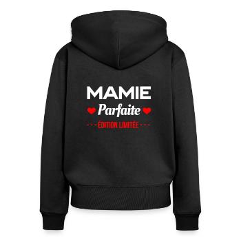 MAMIE PARFAITE ÉDITION LIMITÉE - Sweat à capuche zippé Premium bio Femme - noir - Dos - Julia (174cm)