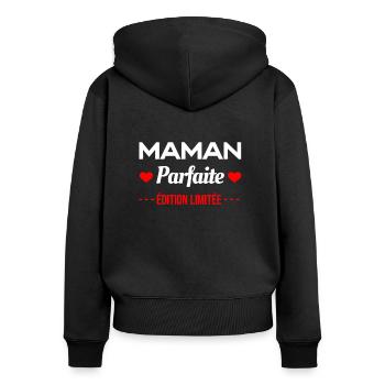 MAMAN PARFAITE ÉDITION LIMITÉE - Sweat à capuche zippé Premium bio Femme - noir - Dos - Julia (174cm)