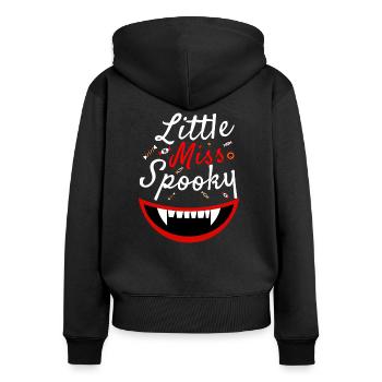 Little Miss Spooky - Halloween pumpkin vampire teeth - Women's Premium Organic Zip Hoodie - black - Back - Julia (174cm)