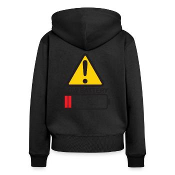 Low Battery Warning - Frauen Premium Bio Zip Hoodie - Schwarz - Hinten - Julia (174cm)