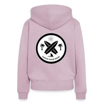 Catch Your Wave - Bekomme deine Welle Surf - Frauen Premium Bio Zip Hoodie - Altrosa - Hinten - Julia (174cm)