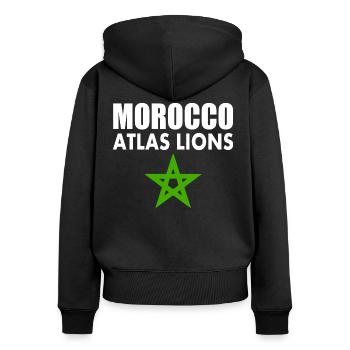Maroc - Sweat à capuche zippé Premium bio Femme - noir - Dos - Julia (174cm)