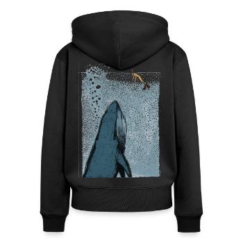 Whale watches - Frauen Premium Bio Zip Hoodie - Schwarz - Hinten - Julia (174cm)
