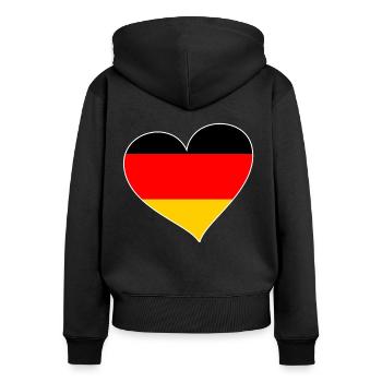 Deutschland Herz - Frauen Premium Bio Zip Hoodie - Schwarz - Hinten - Julia (174cm)