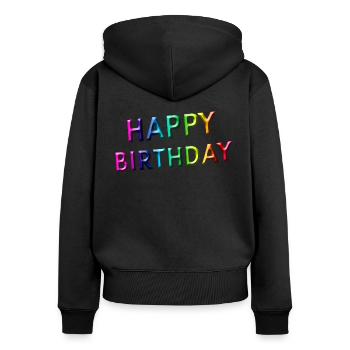 Happy Birthday - Frauen Premium Bio Zip Hoodie - Schwarz - Hinten - Julia (174cm)