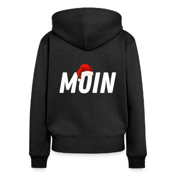 Weihnachts moin Ahoi Anker Gruß Norddeutschland - Frauen Premium Bio Zip Hoodie - Schwarz - Hinten - Julia (174cm)