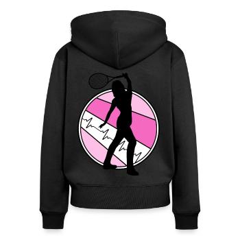 Tennisgirl Matchball Raquette « ms. tennis » - Sweat à capuche zippé Premium bio Femme - noir - Dos - Julia (174cm)