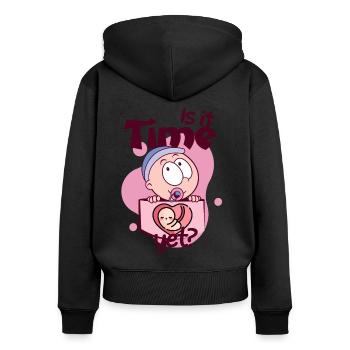 Is it Time Yet? - Frauen Premium Bio Zip Hoodie - Schwarz - Hinten - Julia (174cm)