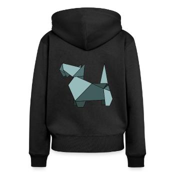 Dog dogs pooch Sticker ORIGAMI - Women's Premium Organic Zip Hoodie - black - Back - Julia (174cm)
