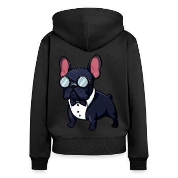 French Bulldog The Gangster - Women's Premium Organic Zip Hoodie - black - Back - Julia (174cm)