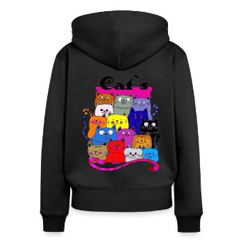 Katzen, Katze, Katzenbande, Mietze Katz, lustig - Frauen Premium Bio Zip Hoodie - Schwarz - Hinten - Julia (174cm)