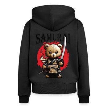 Samurai Teddy - Women's Premium Organic Zip Hoodie - black - Back - Julia (174cm)