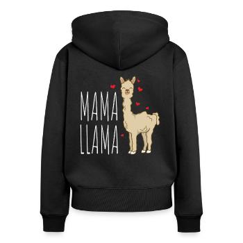 Mom Llama Hearts Sweet Best Mom Mum Gift - Women's Premium Organic Zip Hoodie - black - Back - Julia (174cm)