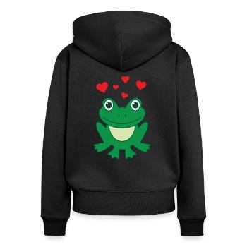Frog With Hearts Frogs Heart Frogs Gift - Women's Premium Organic Zip Hoodie - black - Back - Julia (174cm)