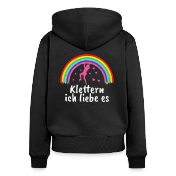 Bouldern Klettern Bergsteigen Felsen Frau Geschenk - Frauen Premium Bio Zip Hoodie - Schwarz - Hinten - Julia (174cm)