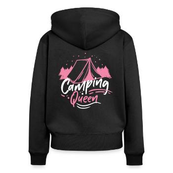 Camping Reine Campen caravane camper cadeau - Sweat à capuche zippé Premium bio Femme - noir - Dos - Julia (174cm)