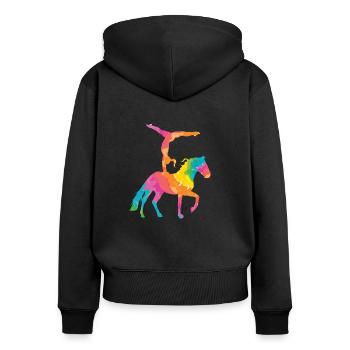 Voltigieren Chevau équestre équitation équitation équitation - Sweat à capuche zippé Premium bio Femme - noir - Dos - Julia (174cm)