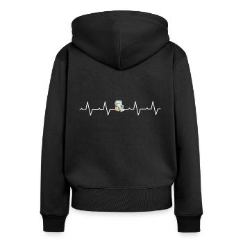 Strandkorb Ostseeküste Nordsee Herzschlag Meer - Frauen Premium Bio Zip Hoodie - Schwarz - Hinten - Julia (174cm)