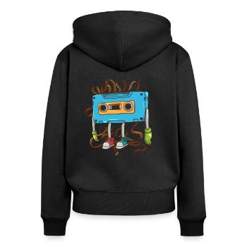 Cassette à salade à ruban des années 80 - Sweat à capuche zippé Premium bio Femme - noir - Dos - Julia (174cm)