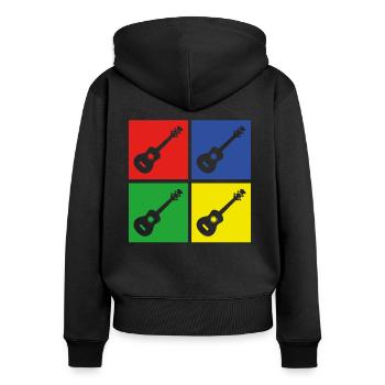 Ukulele - Frauen Premium Bio Zip Hoodie - Schwarz - Hinten - Julia (174cm)