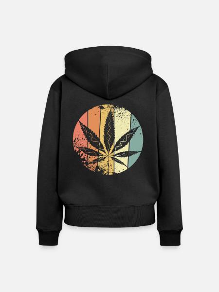 Hanf Cannabis - Frauen Premium Bio Zip Hoodie - Schwarz