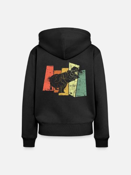Flusspferd Nildpferd - Frauen Premium Bio Zip Hoodie - Schwarz